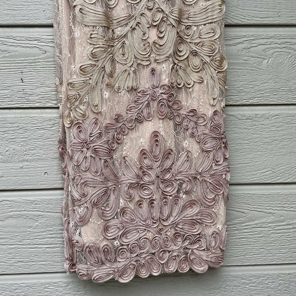 JS Collections Pink Mauve Soutache Round Neck Midi V-Back Dress Women’s 10 - Picture 3 of 10